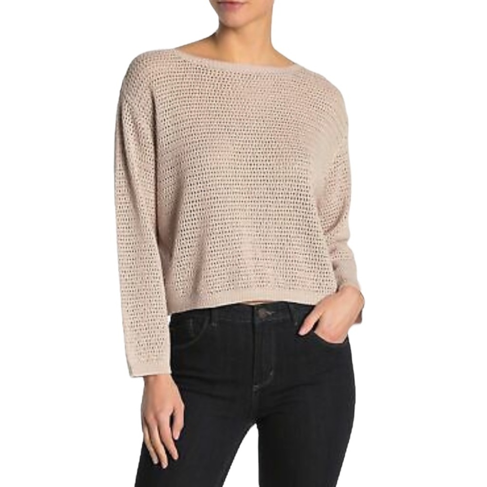 NWT RDI Crochet Mauve Pink Open Stitch Pullover Long Sleeve Size L